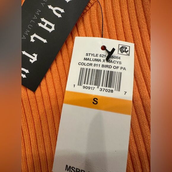 ROYALTY By MALUMA Orange Ribbed Flare Long Sleeves Lace-Up Back Top Small - Picture 9 of 11